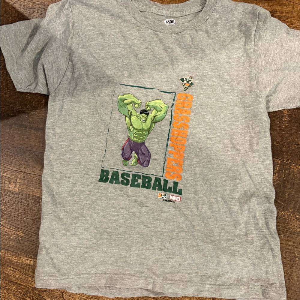 Marvel Gray Tee with Green Hulk Baseball Graphic